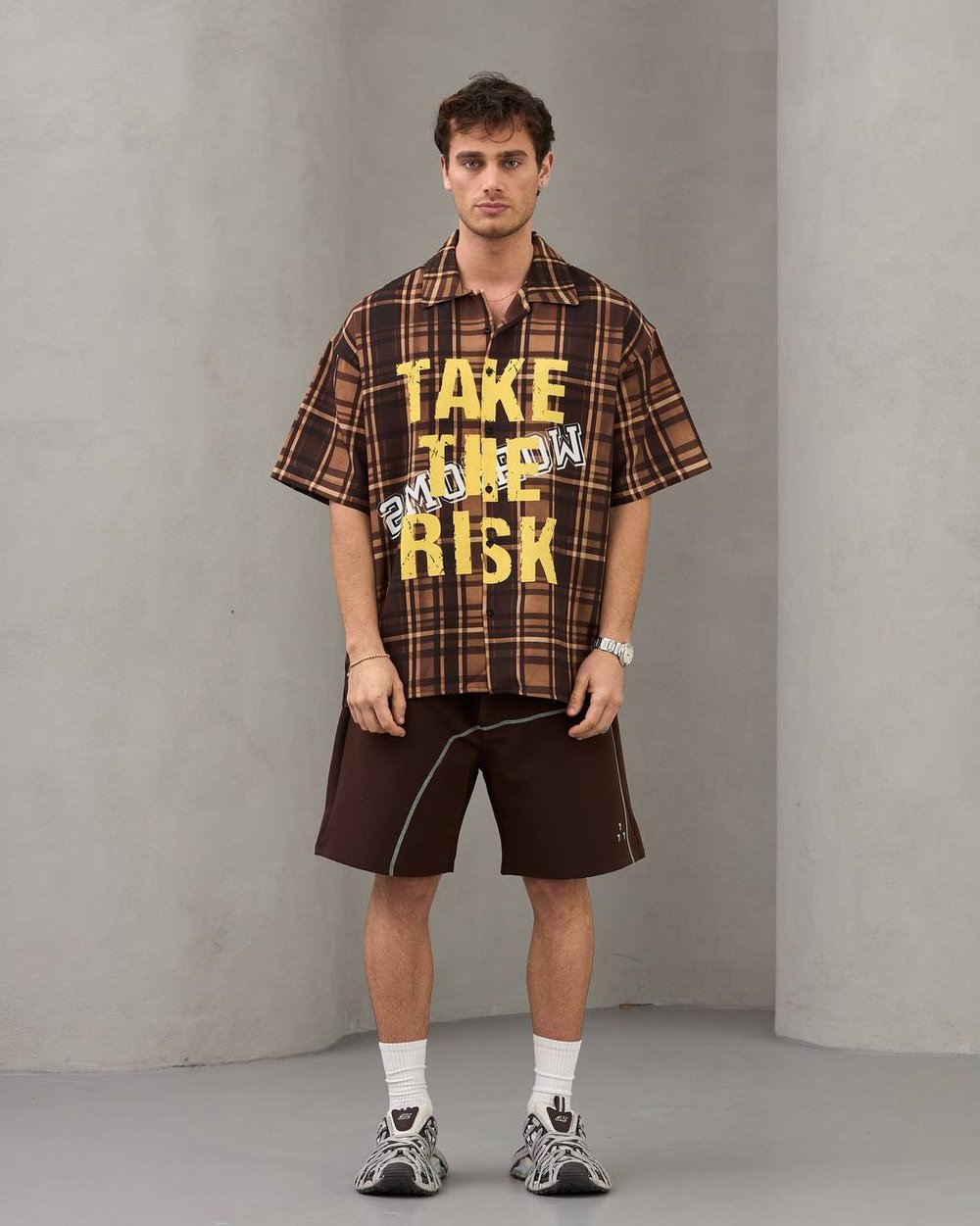 TAKE RISK BASKILI OVERSİZE GÖMLEK
