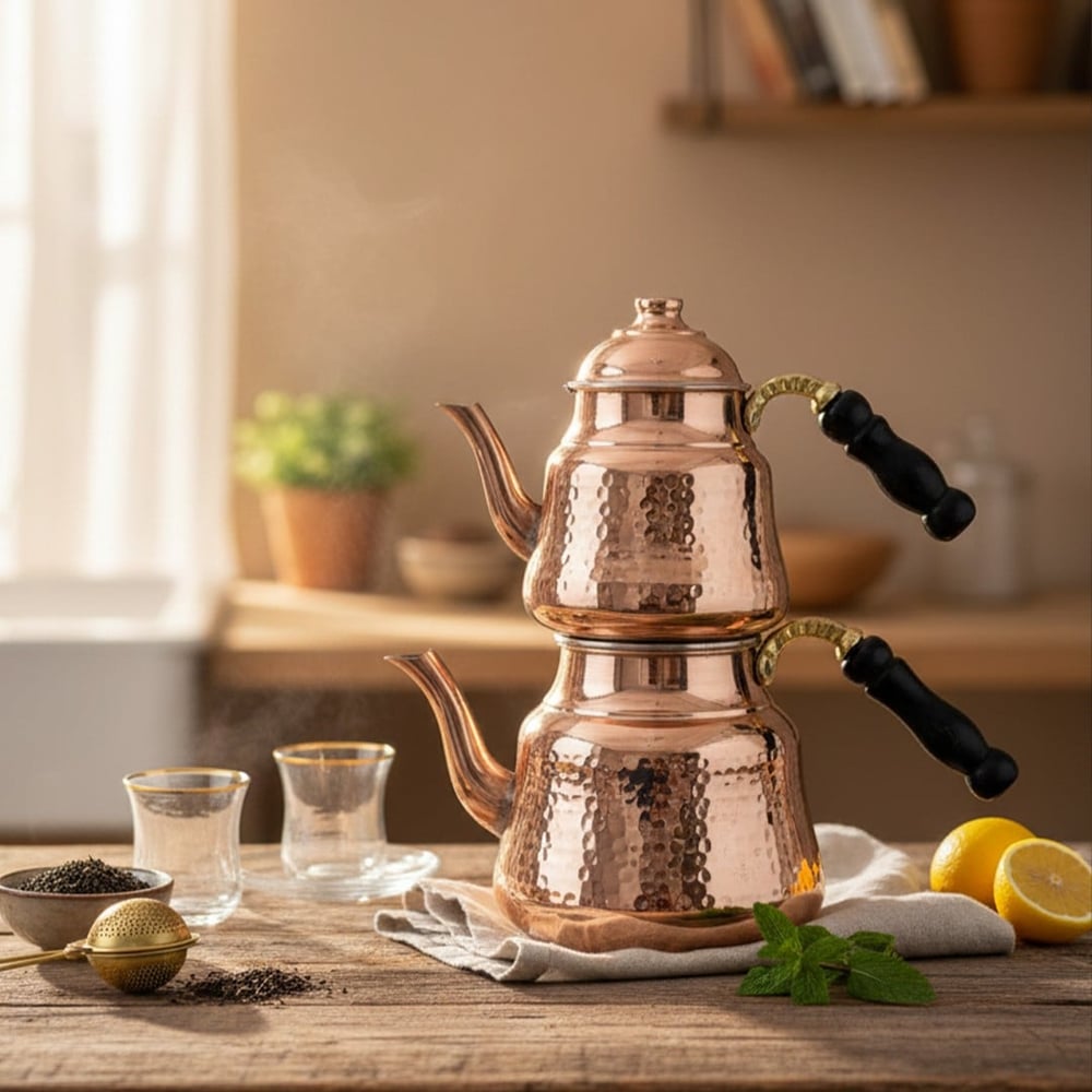 Bakır Anadolu Çaydanlık