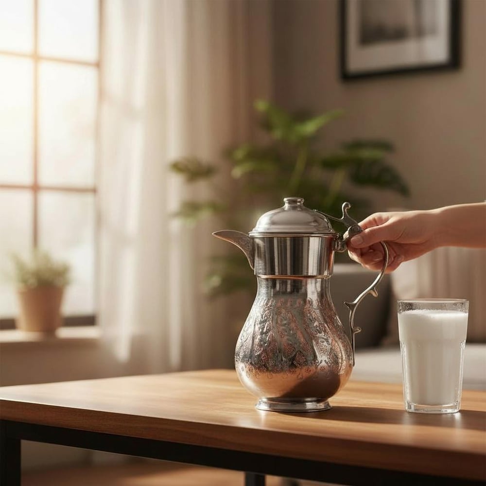 Bakır El Dövme Büyük Kapaklı Sürahi