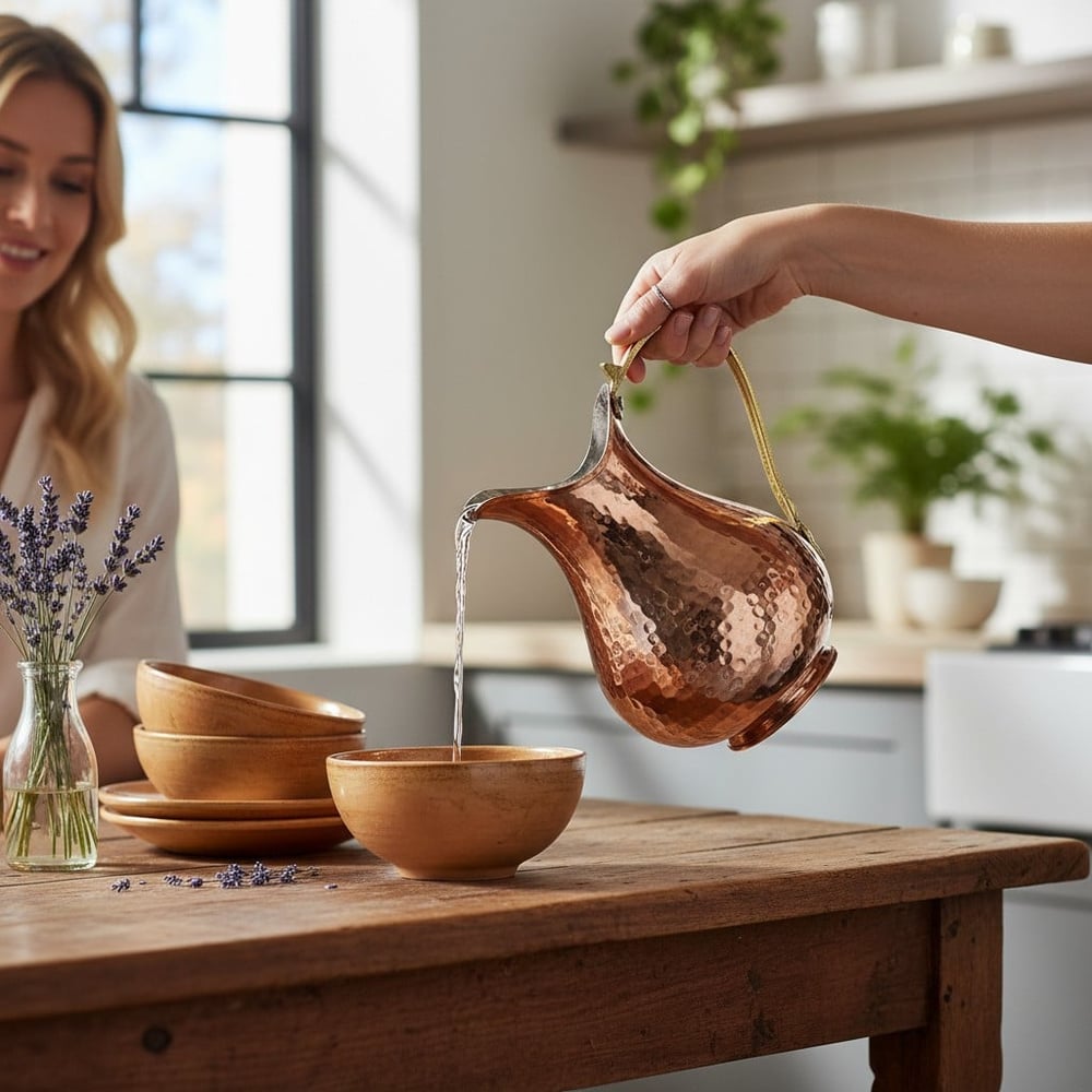 Bakır El Dövme Küçük Ördek Sürahi