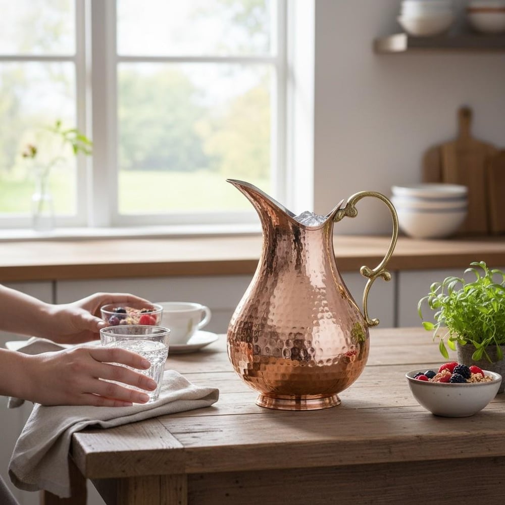 Bakır El Dövme Ördek Sürahi 