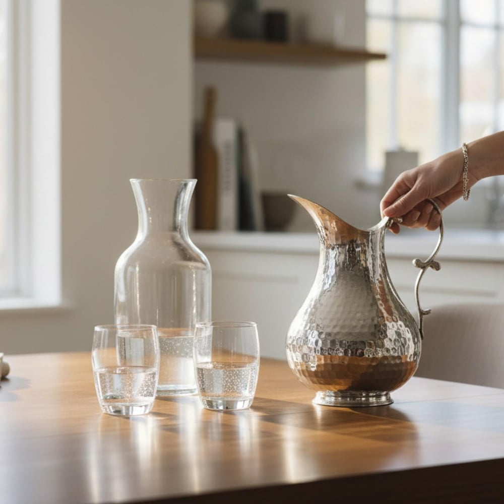 Bakır El Dövme Ördek Sürahi 