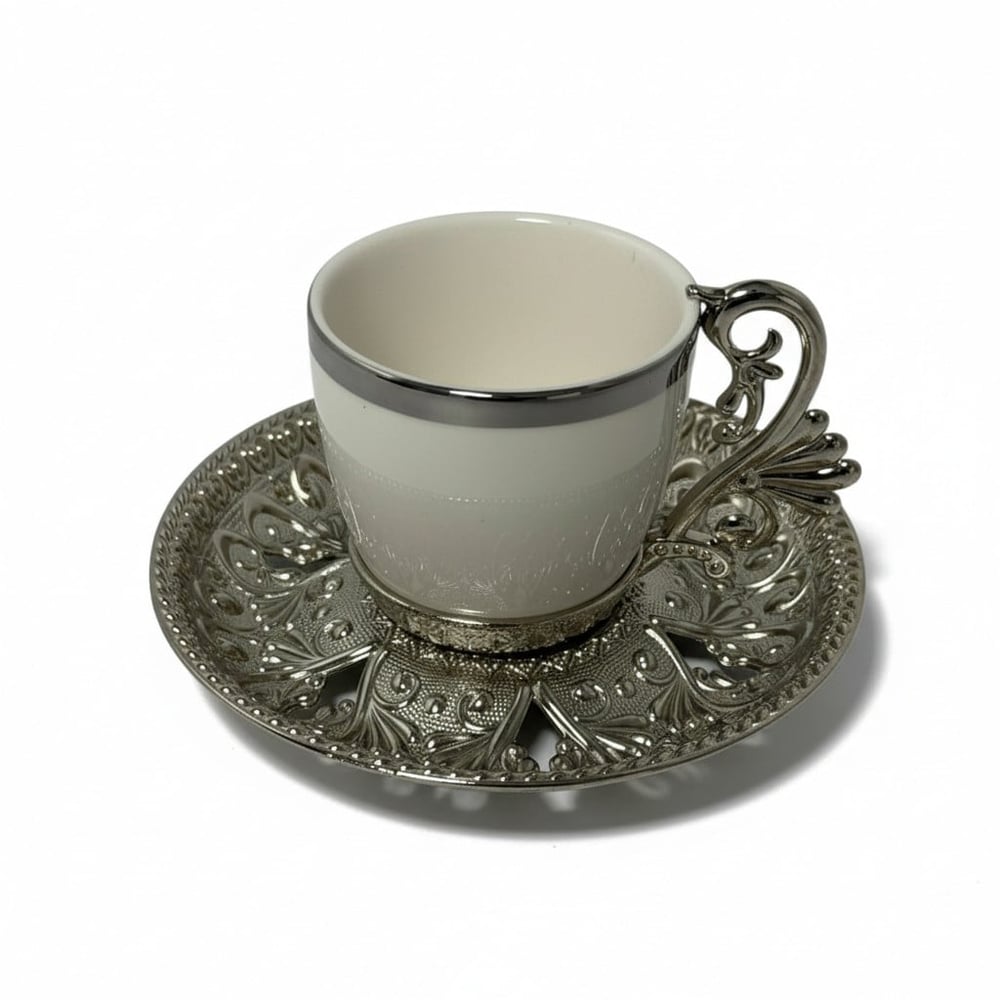 Döküm 6lı Fincan Seti 6 Tabak - 6 Bardak