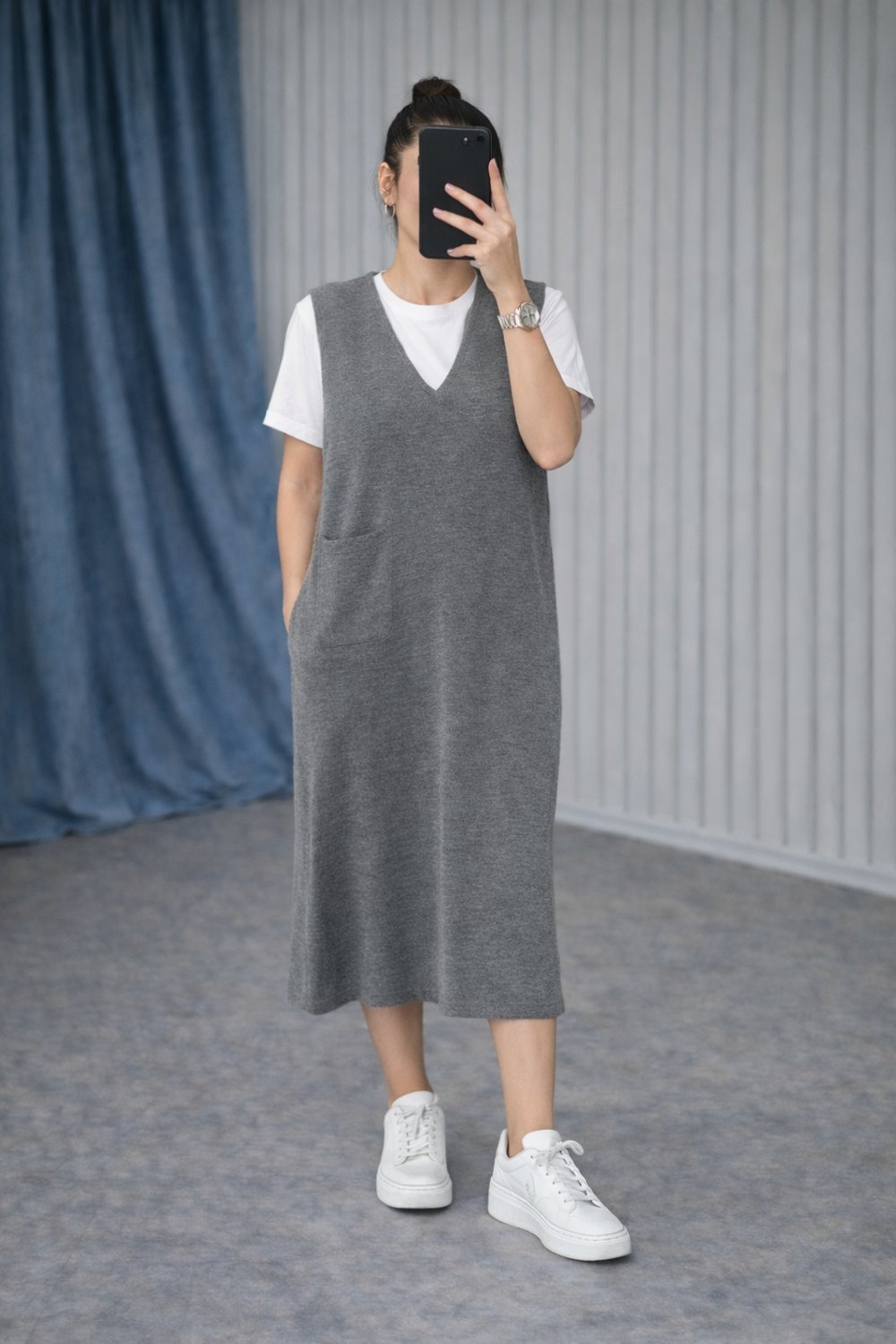 Gri Cepli Marka Model Triko Elbise