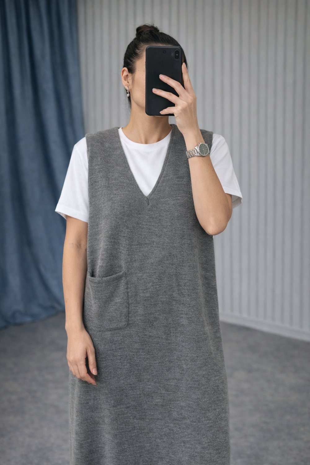 Gri Cepli Marka Model Triko Elbise