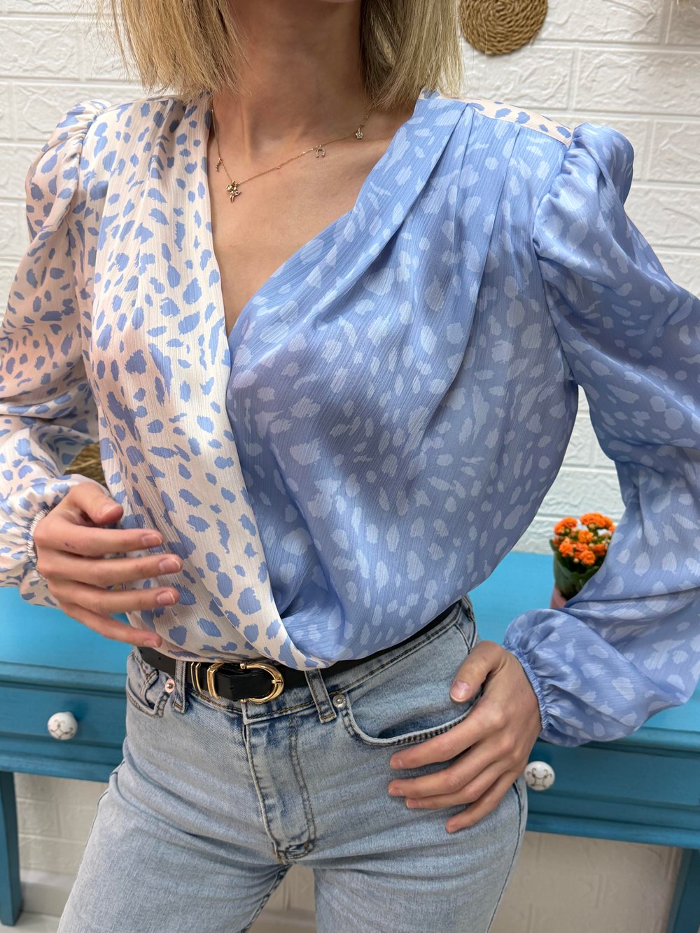 Kruvaze Desenli Bodysuit - BEBEMAVİ EKRU