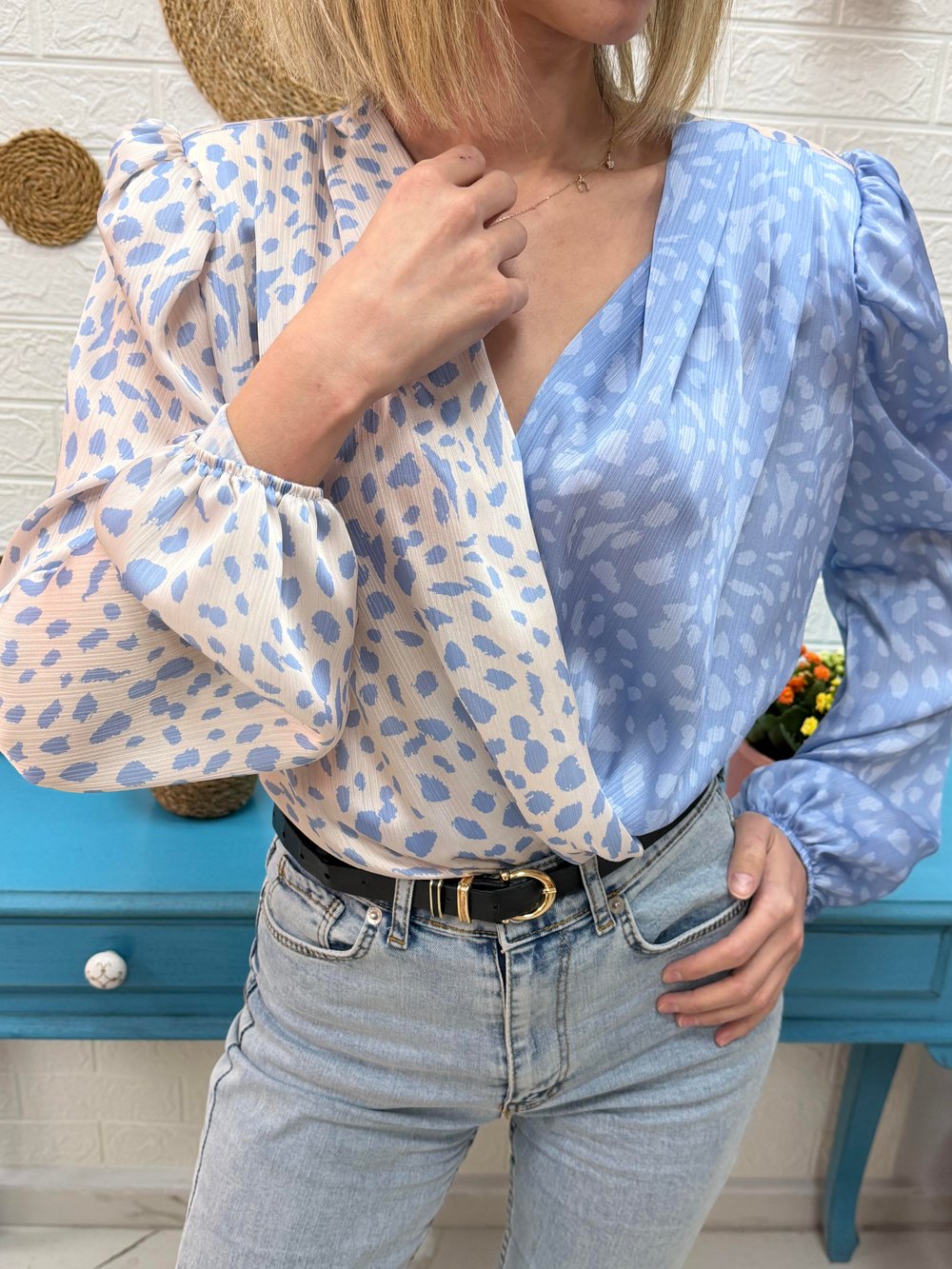 Kruvaze Desenli Bodysuit - BEBEMAVİ EKRU