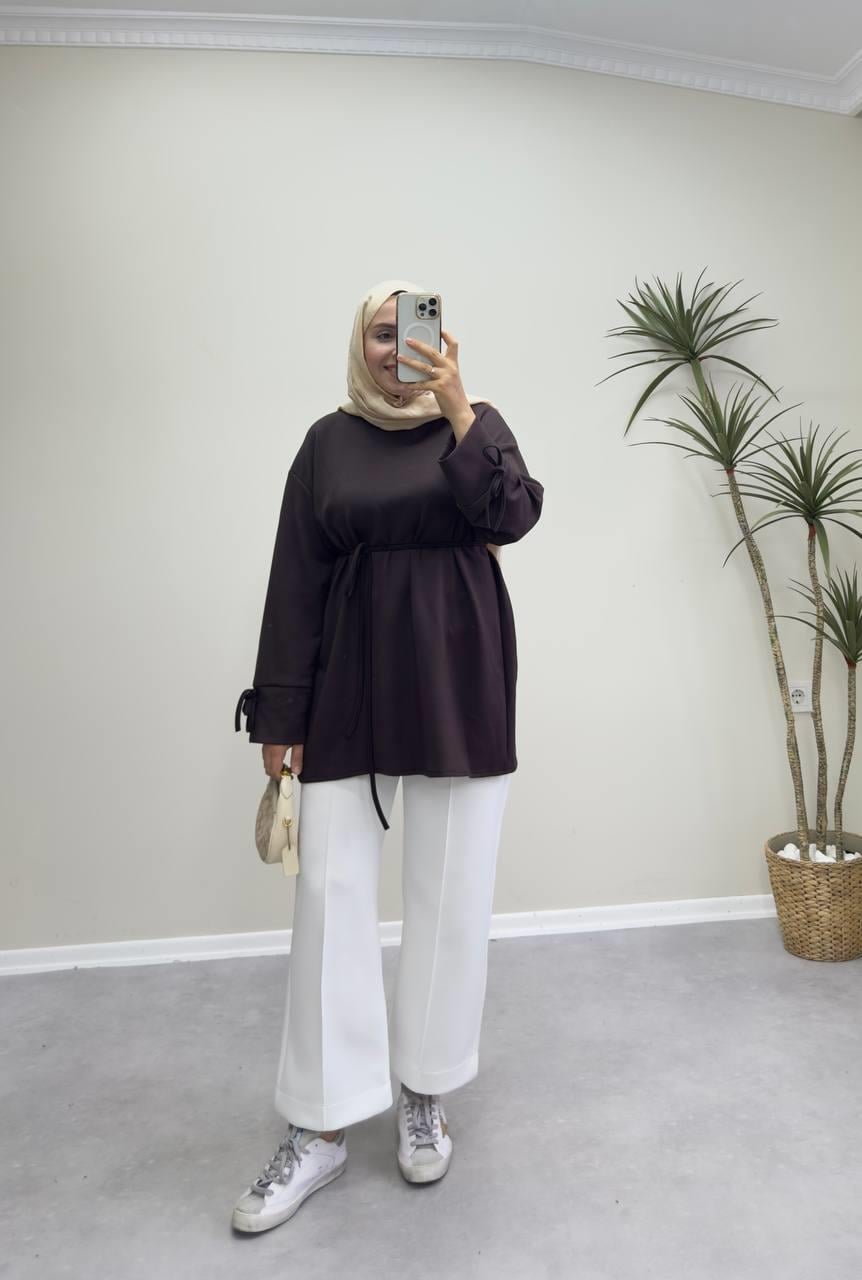 2738 - Bağlamalı Oysh Sweat - Kahverengi