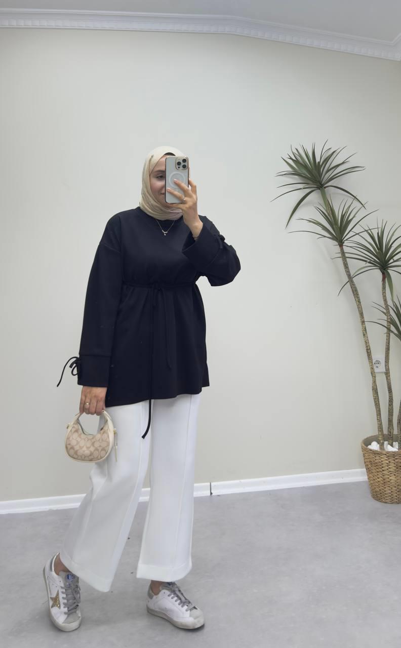 2738 - Bağlamalı Oysh Sweat - Siyah