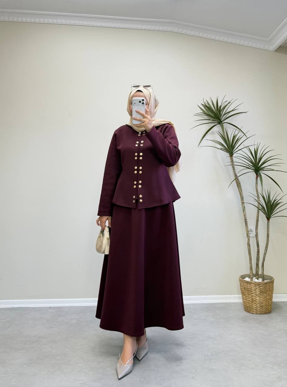 3018 - Puff Etek Takım - Bordo