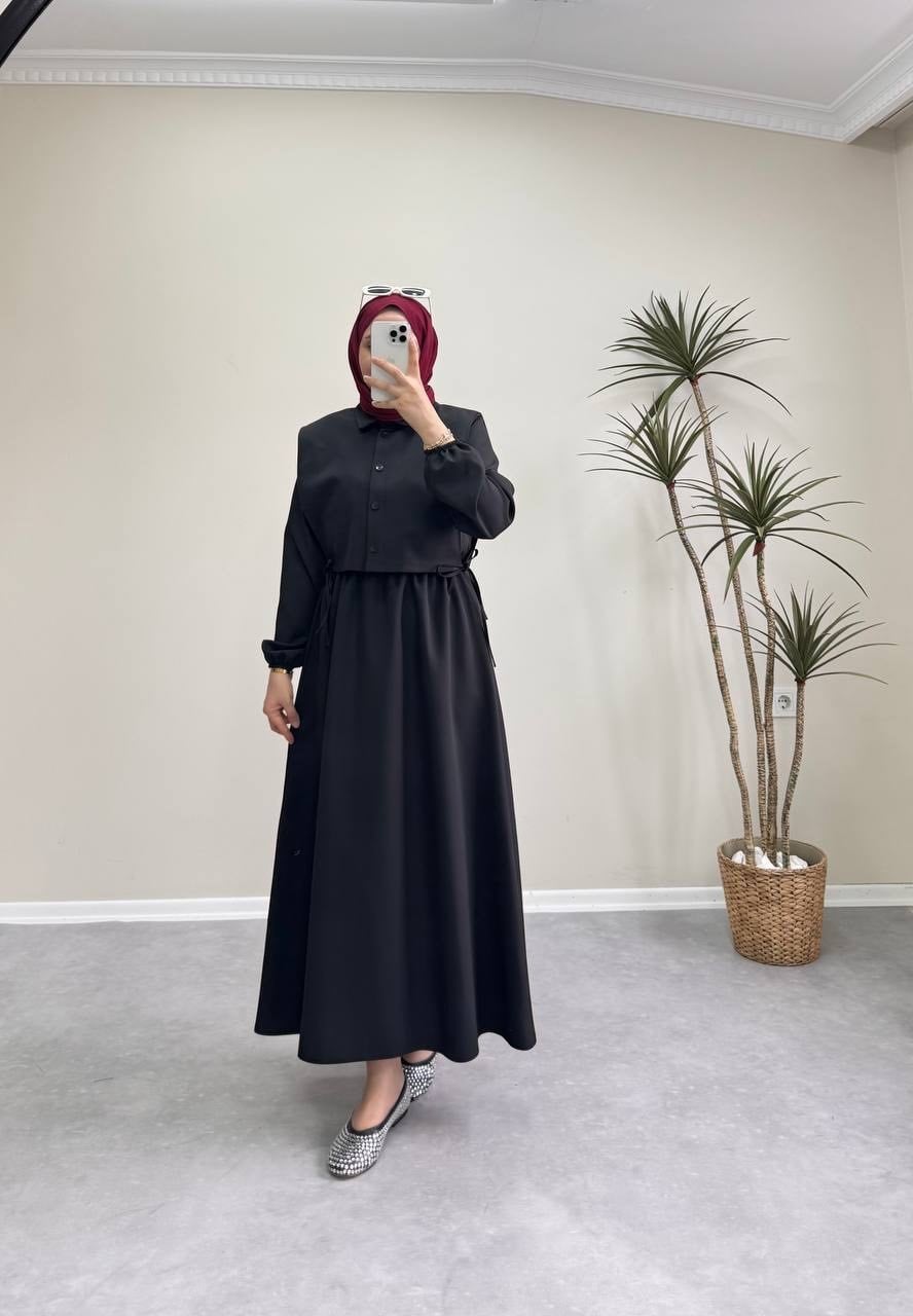 3070 - Yelekli Elbise - Siyah