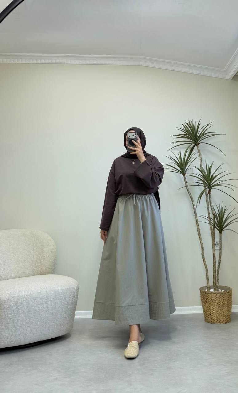 4060 - Poplin Etek - Haki