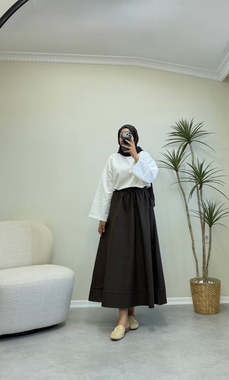 4060 - Poplin Etek - Kahverengi
