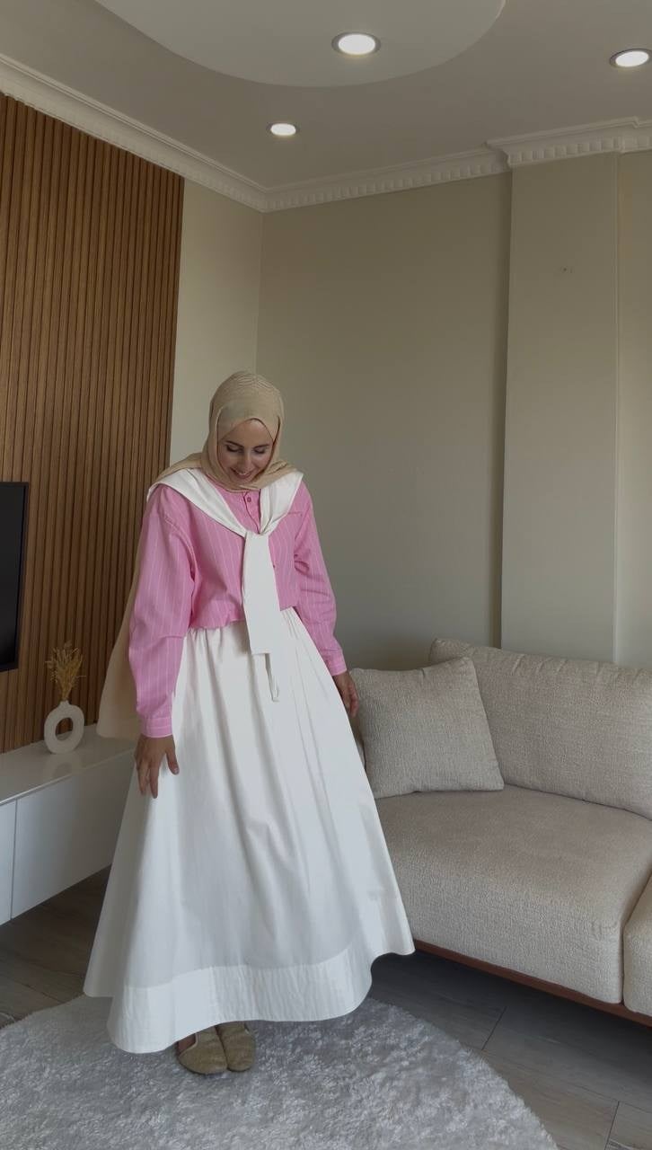 4077 - Atkılı Gömlek - Pembe
