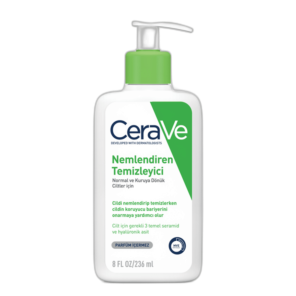 CERAVE NEMLENDIREN TEMIZLEYICI NORMAL VE KURUYA DONUK CILTLER ICIN 236 ml şişeYüz KremiLOREAL1MST-10731CERAVE NEMLENDIREN TEMIZLEYICI NORMAL VE KURUYA DONUK CILTLER ICIN 236 ml şişe