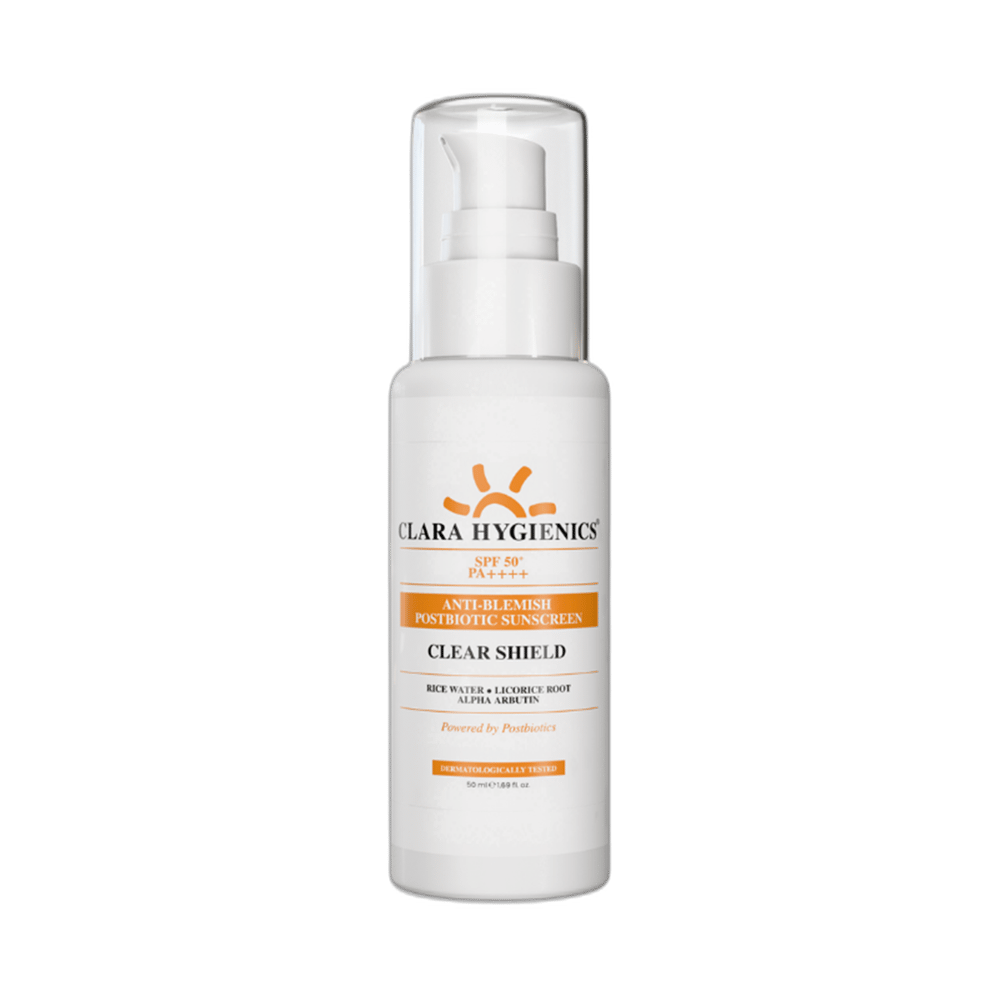 Clara Hygienics Clear Shield 50+ SPF Anti-Blemish Posbiotic Sunscreen 50 mlNormal Ciltler İçin Güneş KremiClara Hygienics1MST-15313Clara Hygienics Clear Shield 50+ SPF Anti-Blemish Posbiotic Sunscreen 50 ml