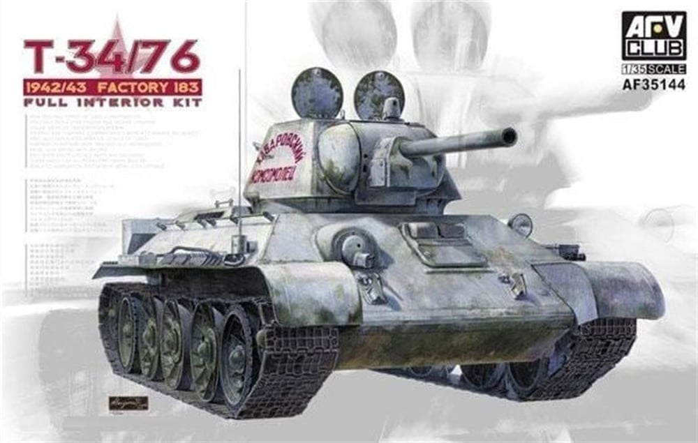 AFV Club AF35144 1/35 Ölçek, T34/76 Model 1942/43 Factory no.183, Komple İç Detaylı Tank, Plastik Model kiti