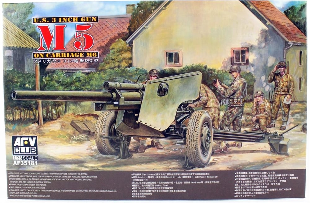 AFV Club AF35181 1/35 Ölçek, 105mm HOWITZER M5 Arabalı M6 Topu, Plastik Model kiti