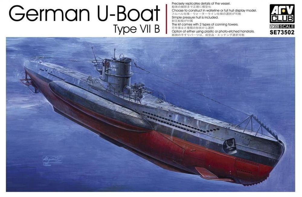 AFV Club SE73502 1/350 Ölçek, German U-Boat Type VII/B Denizaltı, Plastik Model kiti