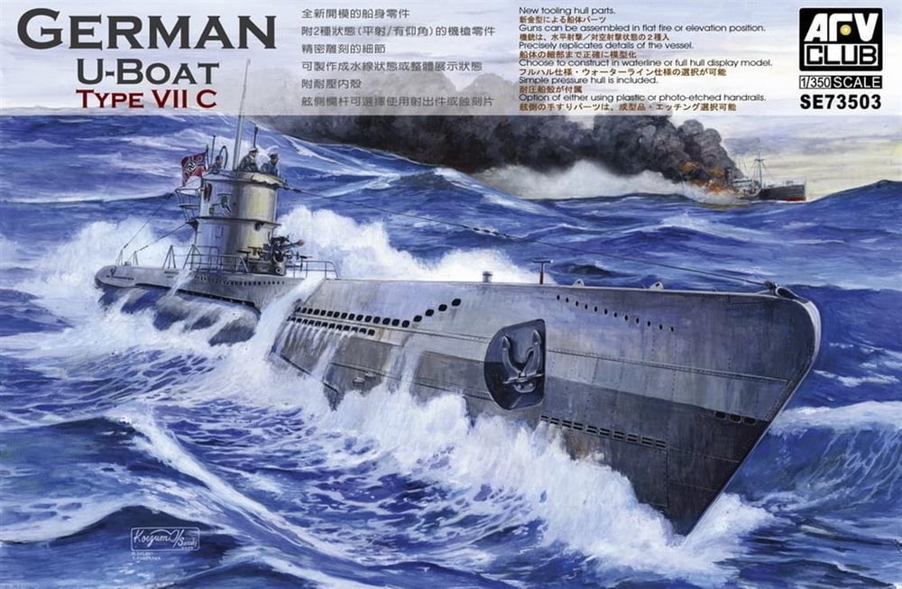 AFV Club SE73503 1/350 Ölçek, German U-Boat Type VII/C Denizaltı, Plastik Model kiti