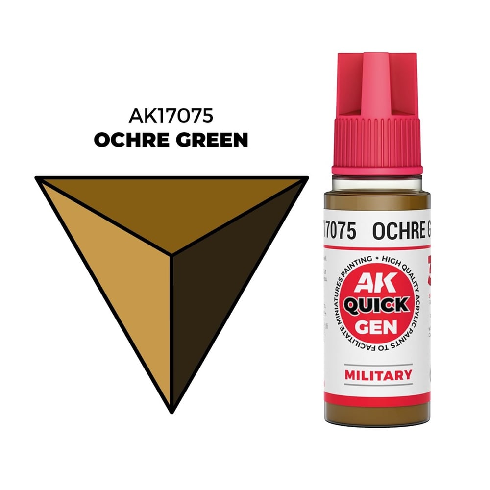 AK 17075 18 ml. Ochre Green, QuickGen Serisi Akrilik Model Boyası