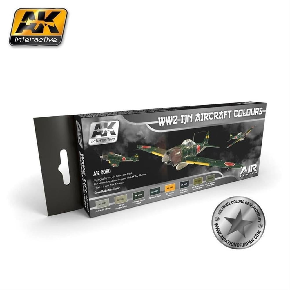 AK 2060 8x17ml. WW2 IJN Uçak Renkleri, Akrilik Model Boyası Seti