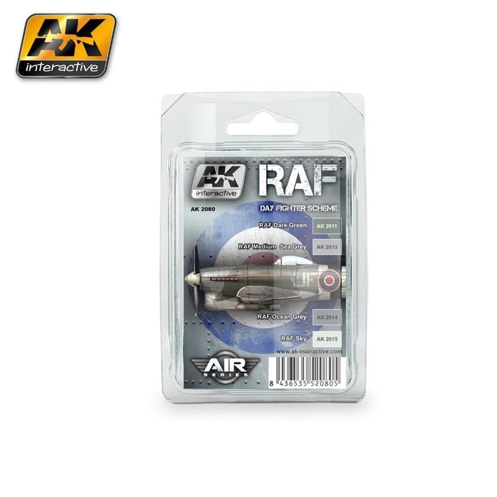 AK 2080 4x17ml. RAF Day Fighter Kamuflaj, Akrilik Model Boyası Seti