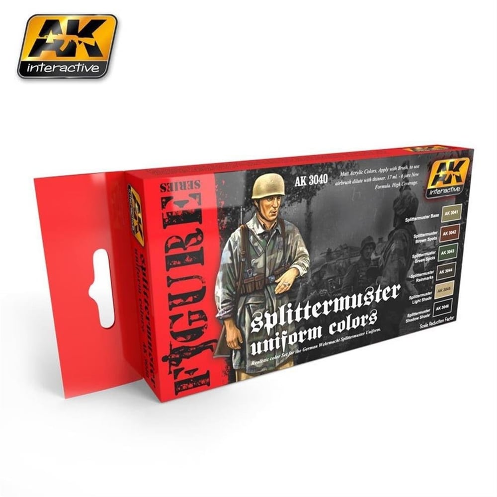 AK 3040 6x17 ml. Splittermuster Üniforma Renkleri, Akrilik Model Boyası Seti