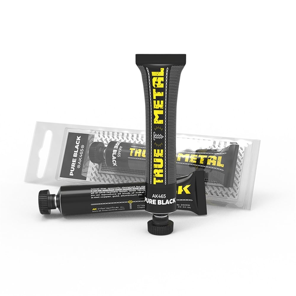 AK 465  20 ml. Saf Siyah, True Metal Serisi Model Boyası