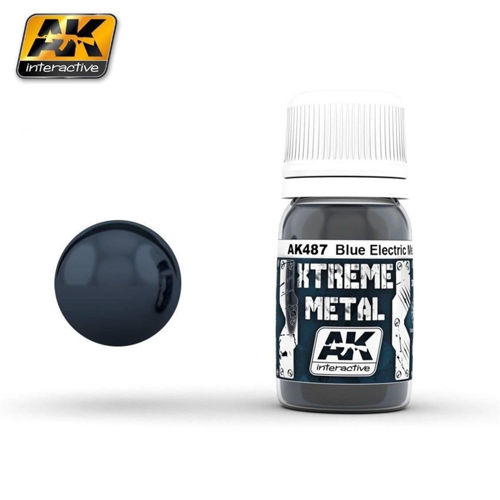 AK 487 30 ml. Metalik Mavi Rengi, Xtreme Metal Serisi Model Boyası