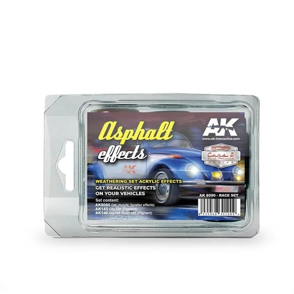 AK 8090 3x35 ml. Asfalt Yol Efekti, Ralli Serisi, Enamel Model Boyası Seti