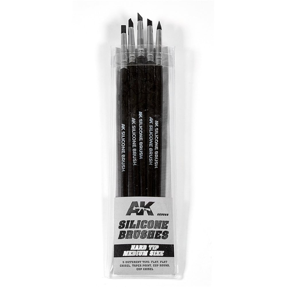 AK 9088 Orta Tip, Sert, Silikon Fırça Seti, 5 Adet