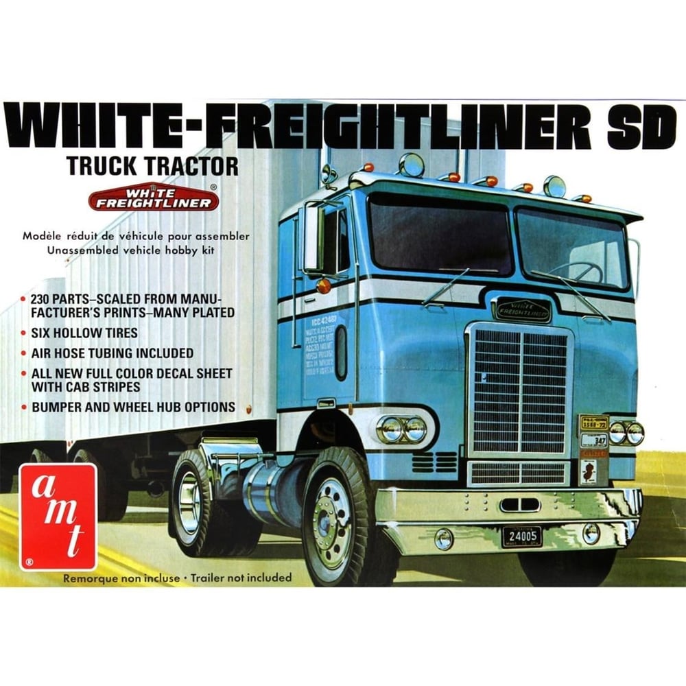AMT 1004 1/25 Ölçek, White Freightliner Single Drive Tır Çekici, Plastik Model kiti