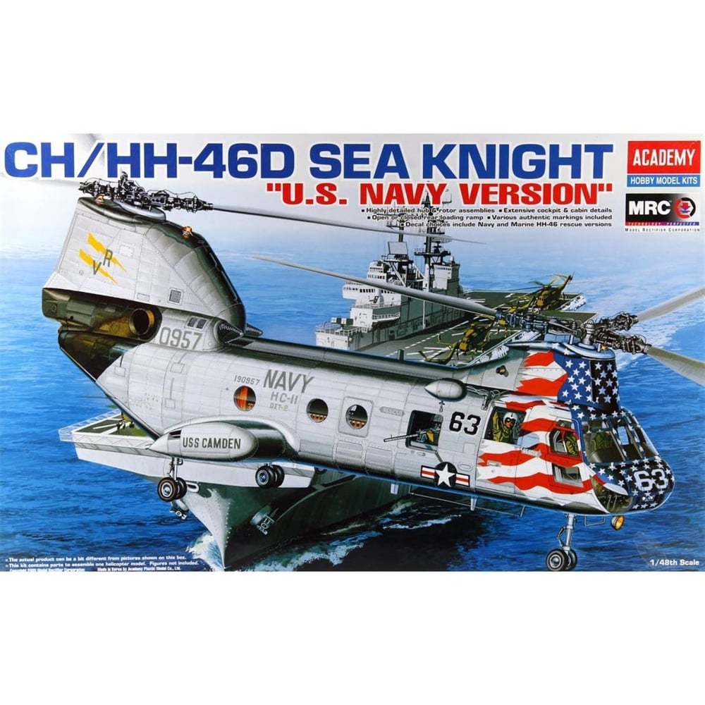 Academy 12207 1/48 Ölçek, CH-46D Sea Knight Helikopter, Plastik Model Kiti