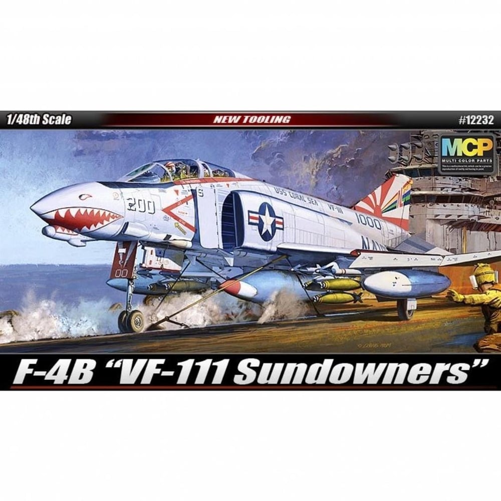 Academy 12232 1/48 Ölçek, F-4B (VF-111 Sundowners) Savaş Uçağı, Plastik Model Kiti