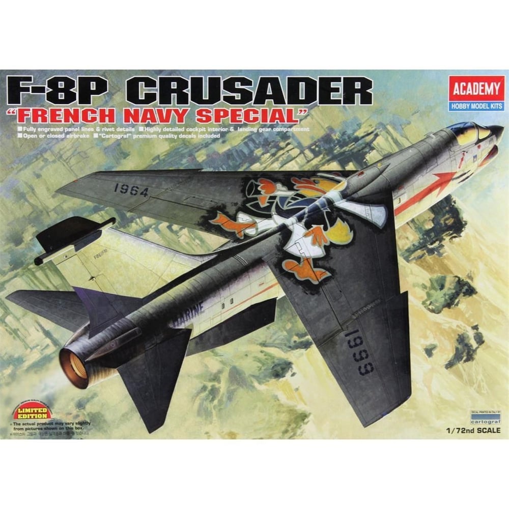 Academy 12407 1/72 Ölçek, F-8P Crusader Savaş Uçağı, Plastik Model Kiti