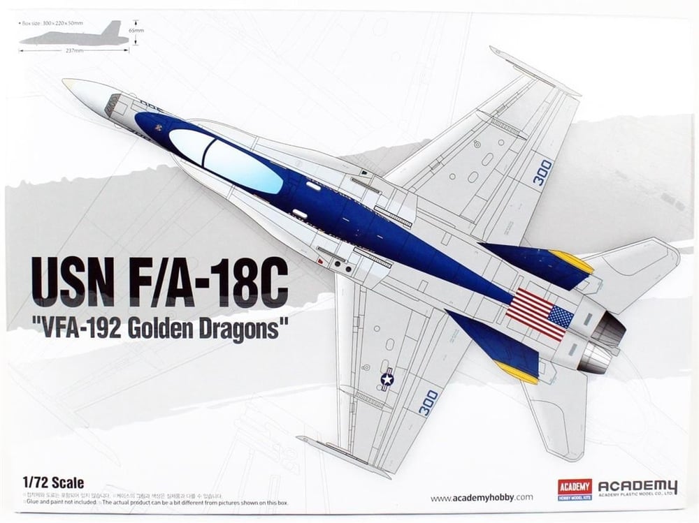 Academy 12564 1/72 Ölçek, USN F/A-18C (VFA-192 Golden Dragons) Savaş Uçağı, Plastik Model Kiti