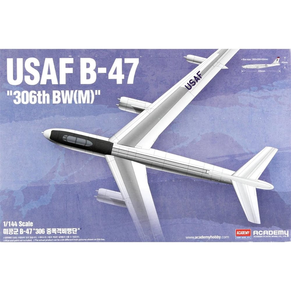 Academy 12618 1/144 Ölçek, USAF Boeing B-47 Savaş Uçağı, Plastik Model Kiti