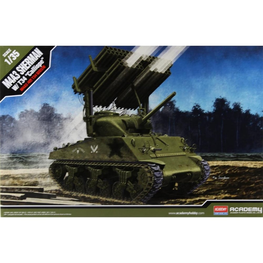 Academy 13294 1/35 Ölçek, M4A3 Sherman W/ T34 (Calliope) Tankı, Plastik Model Kiti