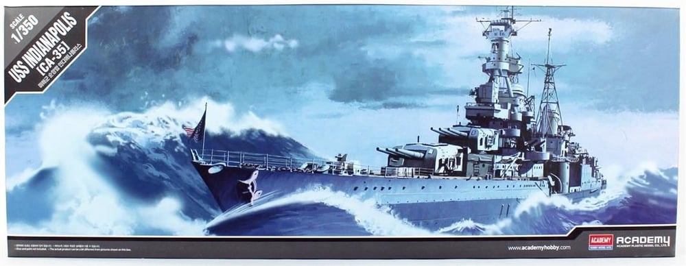 Academy 14107 1/350 Ölçek, U.S.S. CA-35 Indianapolis Savaş Gemisi, Plastik Model Kiti