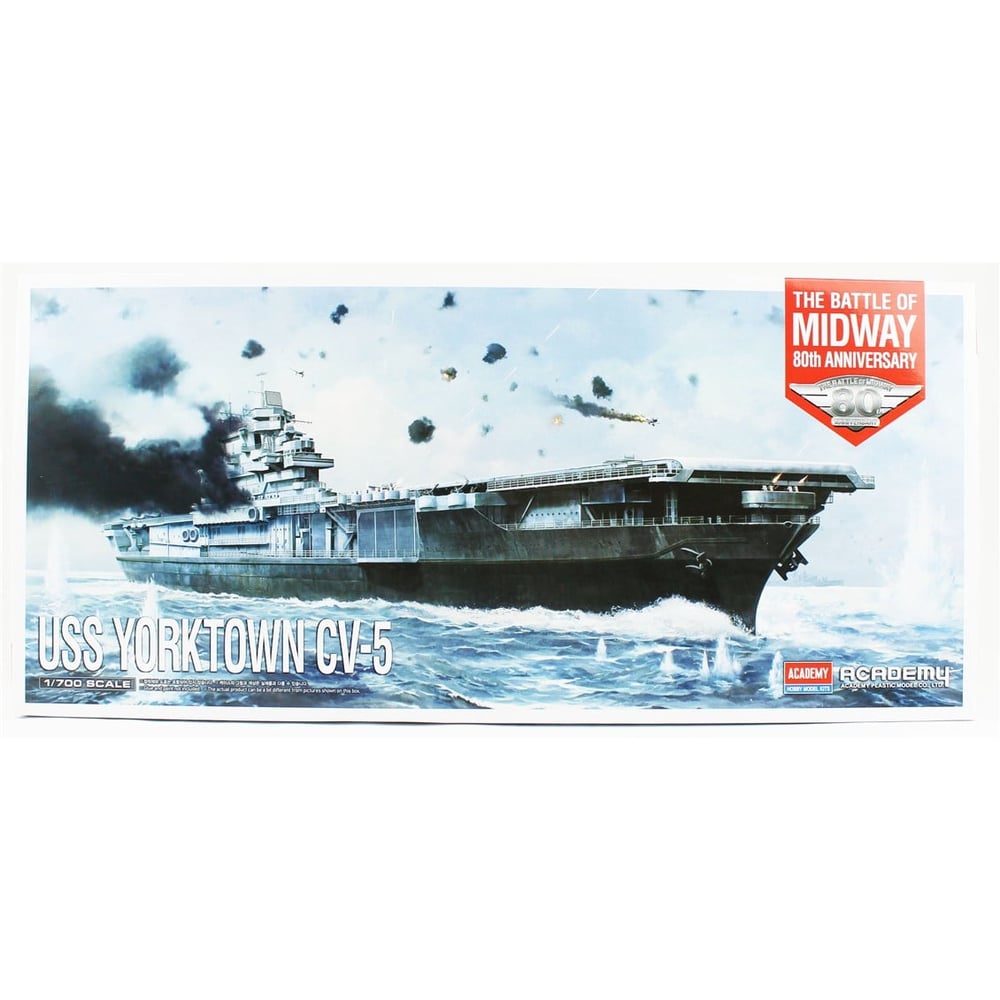 Academy 14229 1/700 USS Yorktown CV-5 (Battle of Midway) Savaş Gemisi, Plastik Model Kiti