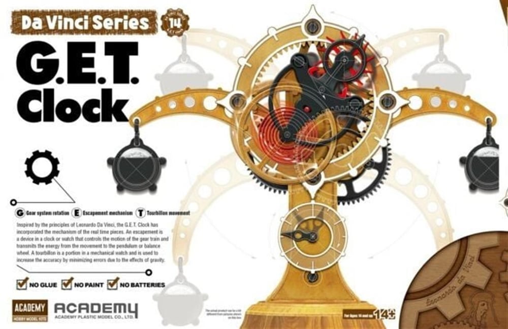 Academy 18185 Da Vinci Mekanizmalı G.E.T. Saati, Plastik Model Kiti