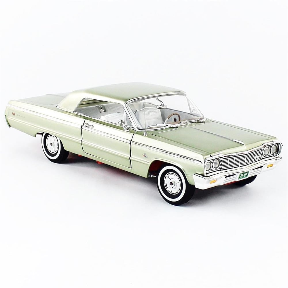 AutoWorld AMM1264 1/18 Ölçek, 1964 Chevy Impala SS 409, Meadow Green, Sergilemeye Hazır Metal Araba Modeli