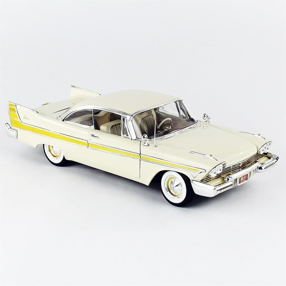 AutoWorld AW272 1/18 Ölçek, 1957 Plymouth Fury, Beige, Sergilemeye Hazır Metal Araba Modeli