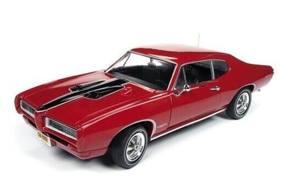 Autoworld 1153 1/18 Ölçek, 1968 Pontiac GTO Royal Bobcat, Kırmızı-Siyah, Sergilemeye Hazır Metal Araba Modeli