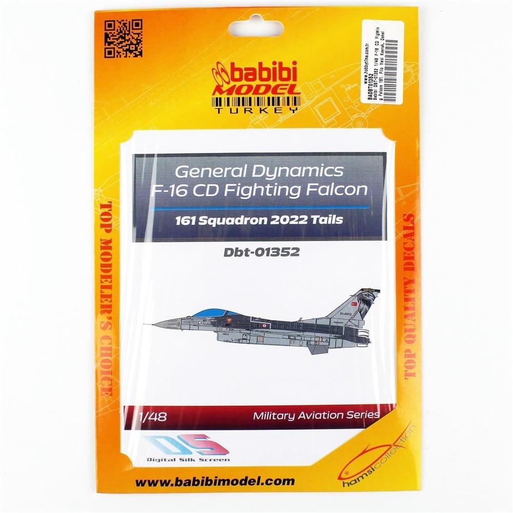Babibi DBT-01352 1/48 Ölçek, F-16 CD Fighting Falcon 161. Filo Yeni Kuyruk, Dekal Çıkartma