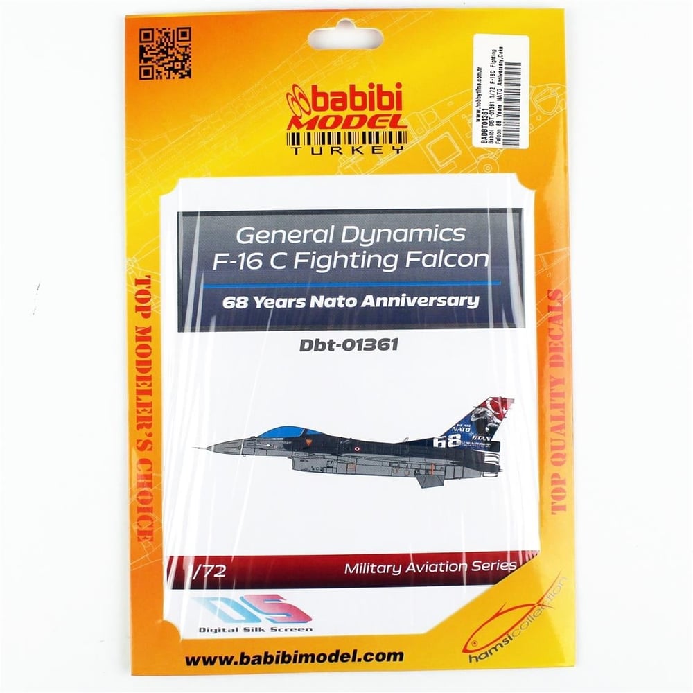 Babibi DBT-01361 1/72 Ölçek, F-16C Fighting Falcon 68 Yıl NATO Yıldönümü, Dekal Çıkartma