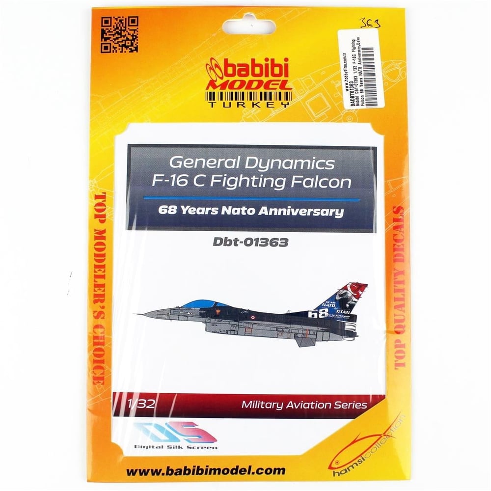 Babibi DBT-01363 1/32 Ölçek, F-16C Fighting Falcon 68 Yıl NATO Yıldönümü, Dekal Çıkartma