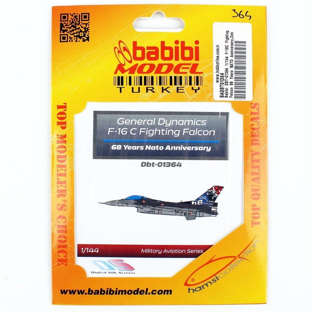 Babibi DBT-01364 1/144 Ölçek, F-16C Fighting Falcon 68 Yıl NATO Yıldönümü, Dekal Çıkartma