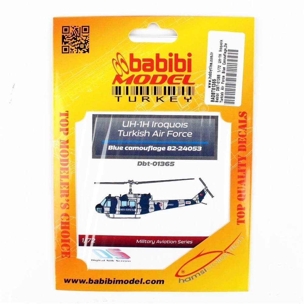 Babibi DBT-01365 1/72 Ölçek, UH-1H Irak Türk Hava Kuvvetleri Mavi Kamuflajı, Dekal Çıkartma